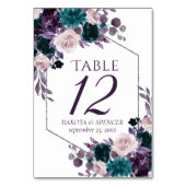 Numéro De Table Moody Boho | Eggplant Purple et Turquoise Rose Gar (Dos)