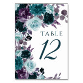 Numéro De Table Moody Boho | Floral Turquoise Turquoise et violet (Dos)
