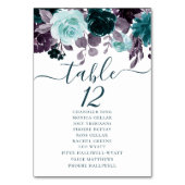 Numéro De Table Moody Boho | Nom Turquoise et Turquoise Floral (Dos)