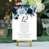 Numéro De Table Moody Boho | Nom Turquoise et Turquoise Floral