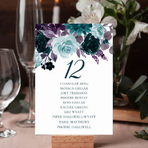 Numéro De Table Moody Boho Nom Turquoise et Turquoise Floral