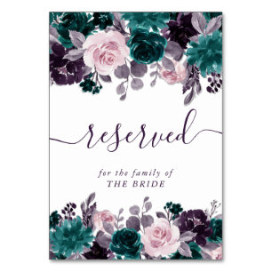 Numéro De Table Moody Boho   Plum d'aubergine Purple Floral Réserv