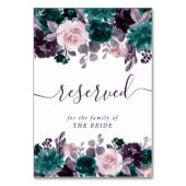 Numéro De Table Moody Boho | Plum d'aubergine Purple Floral Réserv (Dos)