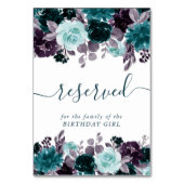 Numéro De Table Moody Boho | Turquoise Garland floral foncé Réserv (Dos)