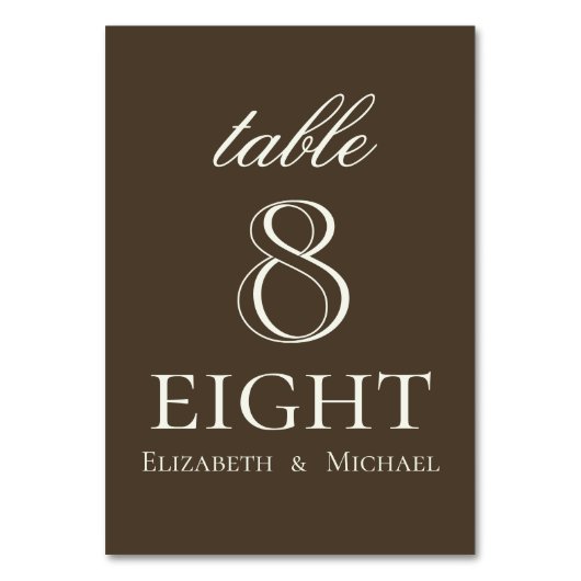 Numéro De Table Moody Coffee Ivory Script Wedding (Dos)