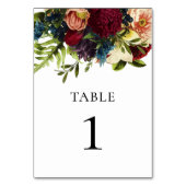 Numéro De Table Moody Floral Bourgogne Mariage (Par défaut)
