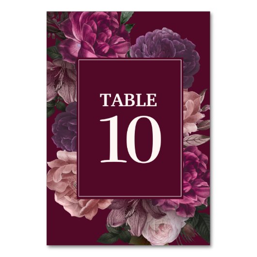 Numéro De Table Moody foncé Cascade florale automne hiver Mariage  (Dos)