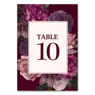 Numéro De Table Moody foncé Cascade florale automne hiver Mariage
