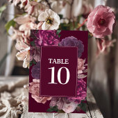 Numéro De Table Moody foncé Cascade florale automne hiver Mariage