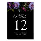 Numéro De Table Moody Gothic Purple Floral Mariage (Dos)