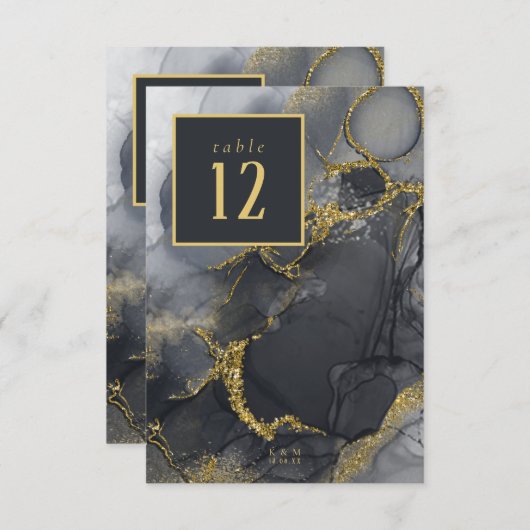 Numéro de table Moody Ink Charcoal Gold ID988 (Devant / Derrière)