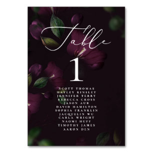 Numéro De Table Moody Purple Bloom Nom du Mariage de calligraphie