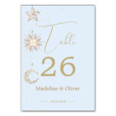 Numéro De Table Moon Stars Ciel Céleste Mariage Élégant (Dos)