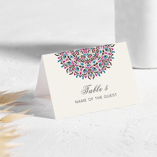 Numéro De Table Moroccan Lattice Geo Mandala Wedding Place Card
