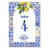 Numéro De Table Mosaïque italienne Carrelage bleu et Fête des mari (Dos)