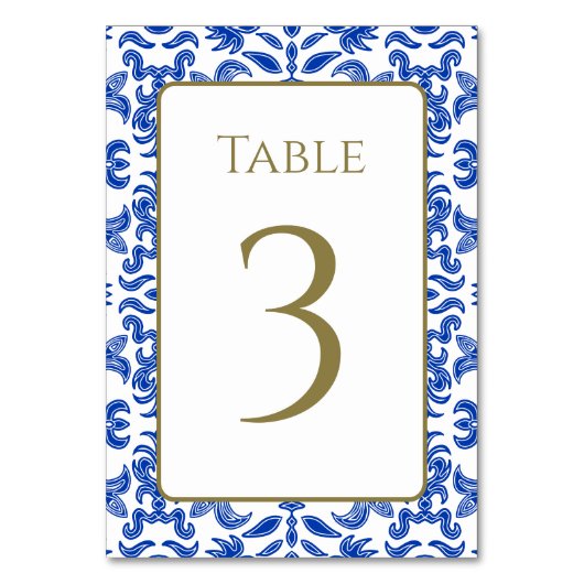Numéro de table Motif blanc et bleu (Dos)