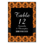 Numéro De Table Motif damassé noir et orange (Dos)