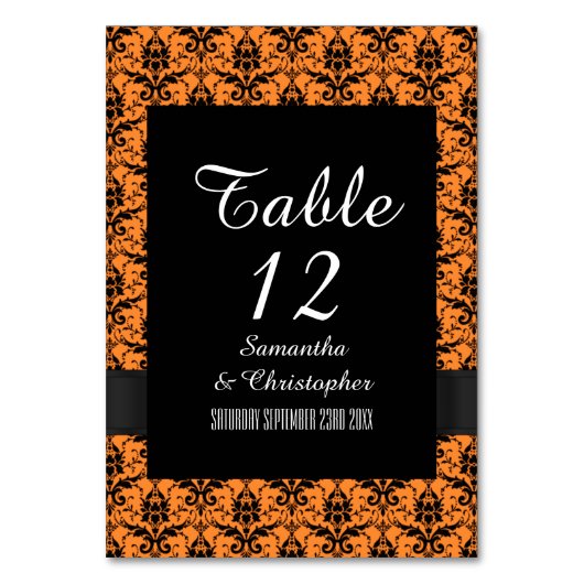 Numéro De Table Motif damassé noir et orange (Par défaut)