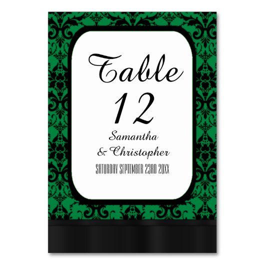 Numéro De Table Motif damassé vert et noir (Par défaut)