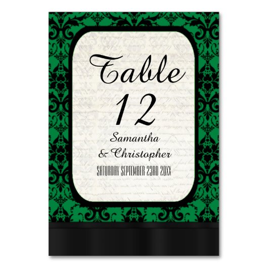 Numéro De Table Motif damassé vert et noir (Par défaut)
