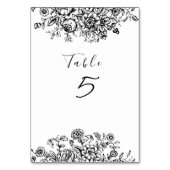 Numéro De Table Motif de toile Floral Blanc Noir (Dos)