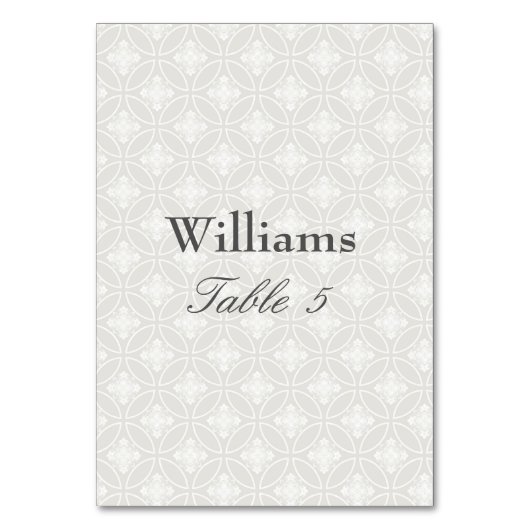 Numéro De Table Motif d'impression Silver et White Damask (Par défaut)