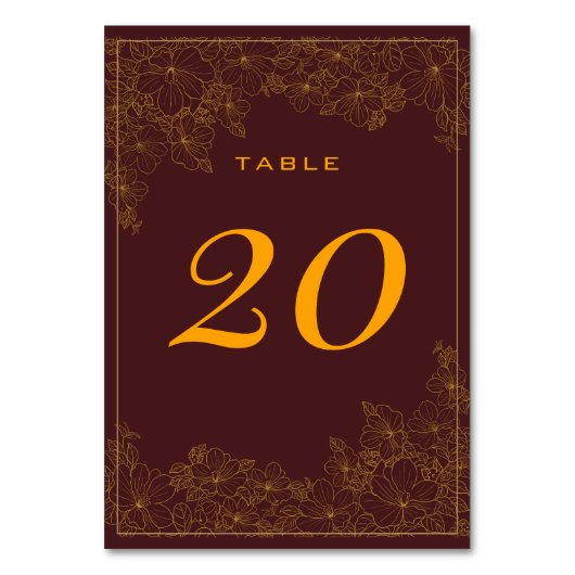 Numéro de table motif doré subtil Bourgogne élégan (Par défaut)