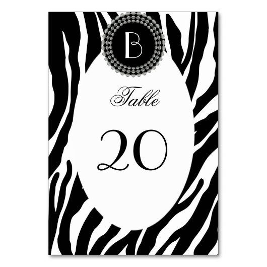 Numéro De Table Motif et monogramme poster de animal Zebra (Par défaut)