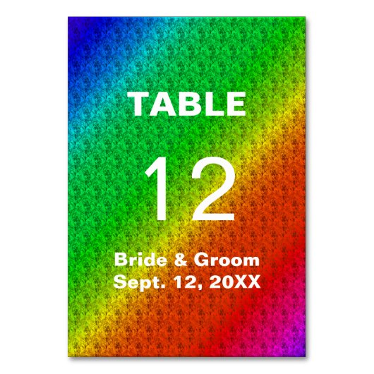 Numéro De Table Motif floral arc-en-ciel Mariage d'automne (Dos)