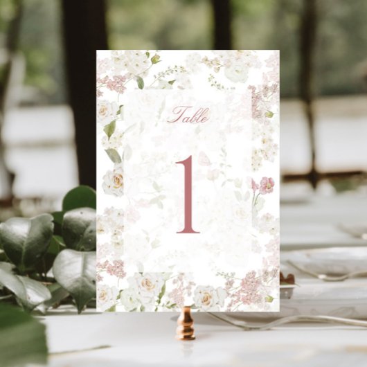 Numéro De Table Motif floral rose romantique double face