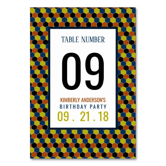 Numéro De Table Motif géométrique lumineux, Tableau d'anniversaire (Par défaut)