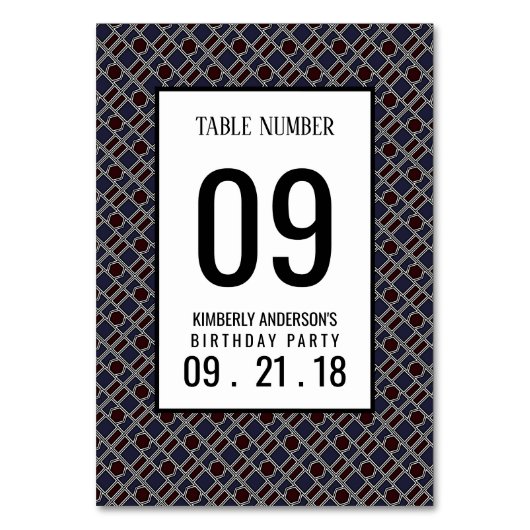 Numéro De Table Motif géométrique tendance, moderne table d'annive (Dos)