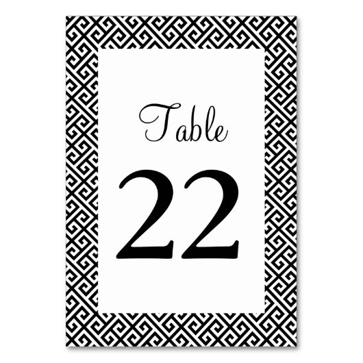 Numéro De Table Motif grec clé diagonal noir et blanc (Par défaut)