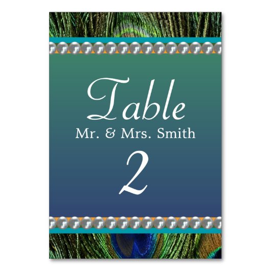 Numéro De Table Motif Peacock avec perles (Dos)