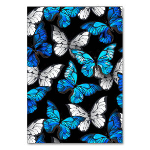 Numéro De Table Motif sans couleur foncée avec papillons bleus Mor