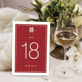 Numéro De Table Motif simple double bonheur Mariage chinois