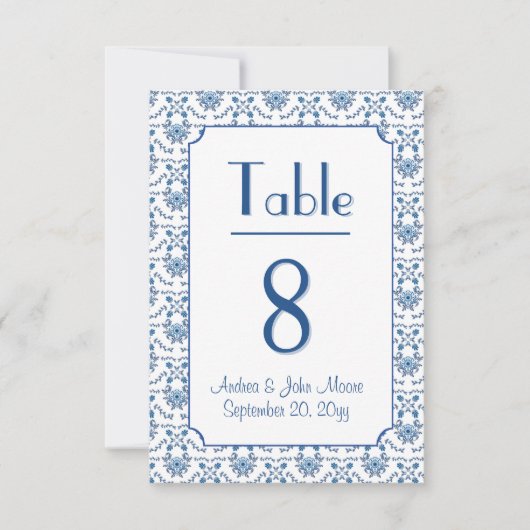 Numéro de table motif sinoiserie bleu de Delft (Devant)