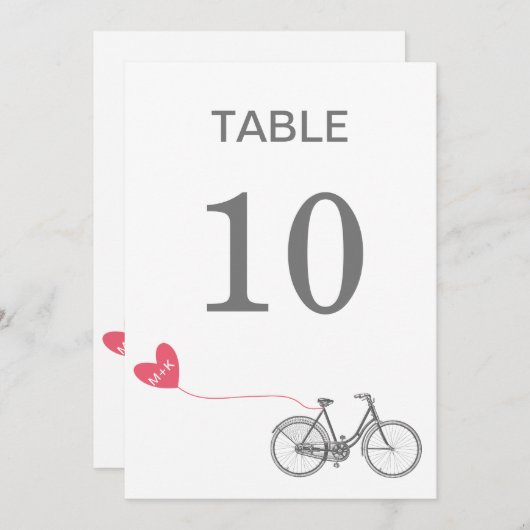 Numéro de table moto romantique avec initiales (Devant / Derrière)
