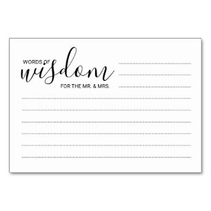Numéro De Table Mots Mariages modernes en noir et blanc de la sage