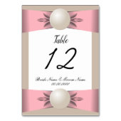 Numéro De Table Muet et Tan Pearl Ribbon Mariage (Dos)