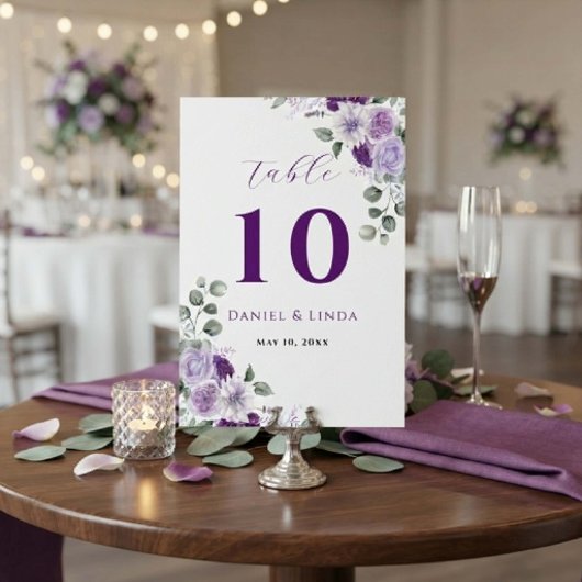 Numéro De Table Murmur de Lavande : Élégance en Fleur