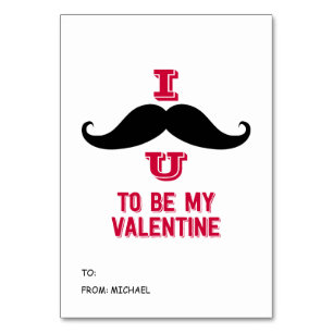 Numéro De Table Mustache Kids Classroom Valentine Card