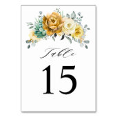 Numéro De Table Mustard Jaune Floral Sage Vert Mariage moderne (Par défaut)