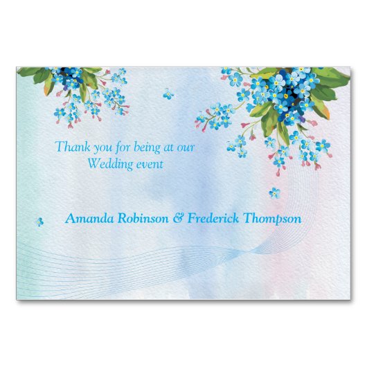 Numéro De Table Myosotis bleus, fleurs (Dos)