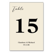 Numéro De Table Natural White Minimalist Wedding (Dos)