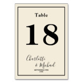 Numéro De Table Natural White Script Minimalist Wedding (Dos)