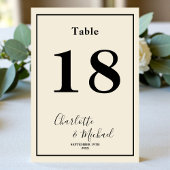 Numéro De Table Natural White Script Minimalist Wedding