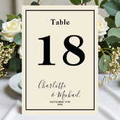 Numéro De Table Natural White Script Minimalist Wedding