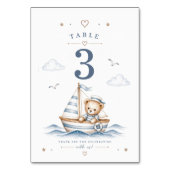 Numéro De Table Nautique Ourson Côte  (Dos)