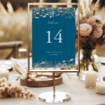 Numéro De Table Navy Blissful Colorful Boho Wildflower Wedding<br><div class="desc">This navy blissful colorful boho wildflower wedding table number is perfect for a rustic wedding. The design features pink, purple, blush, yellow, dusty blue, red, burgundy meadow wild flowers assembled in a seamless and delightful floral pattern, evoking natural beauty. This is a double sided table number. Add each table number...</div>